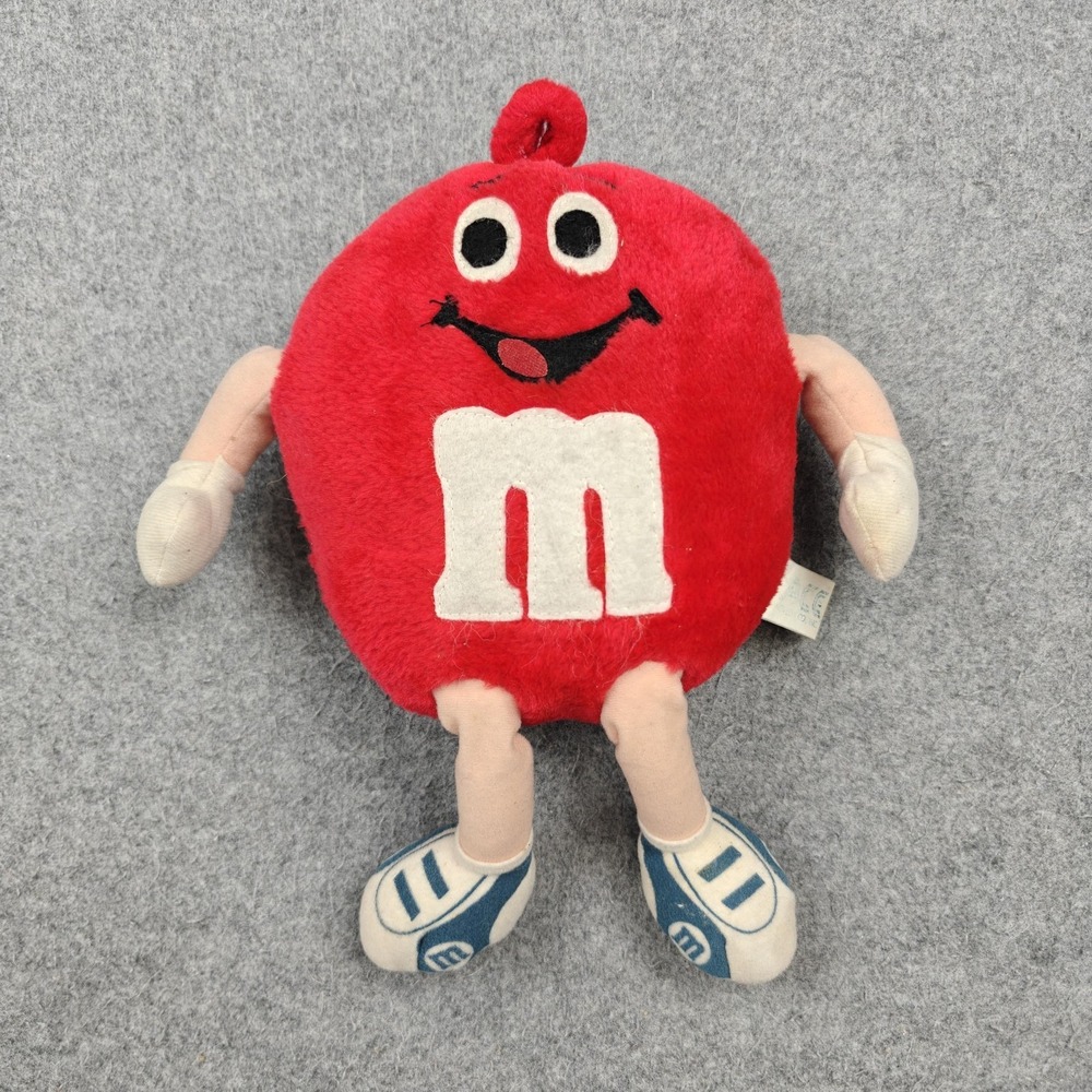 VTG M&M's Red Character Plush Stuffed Animal Toy Vintage Small 10 In Blue Shoes